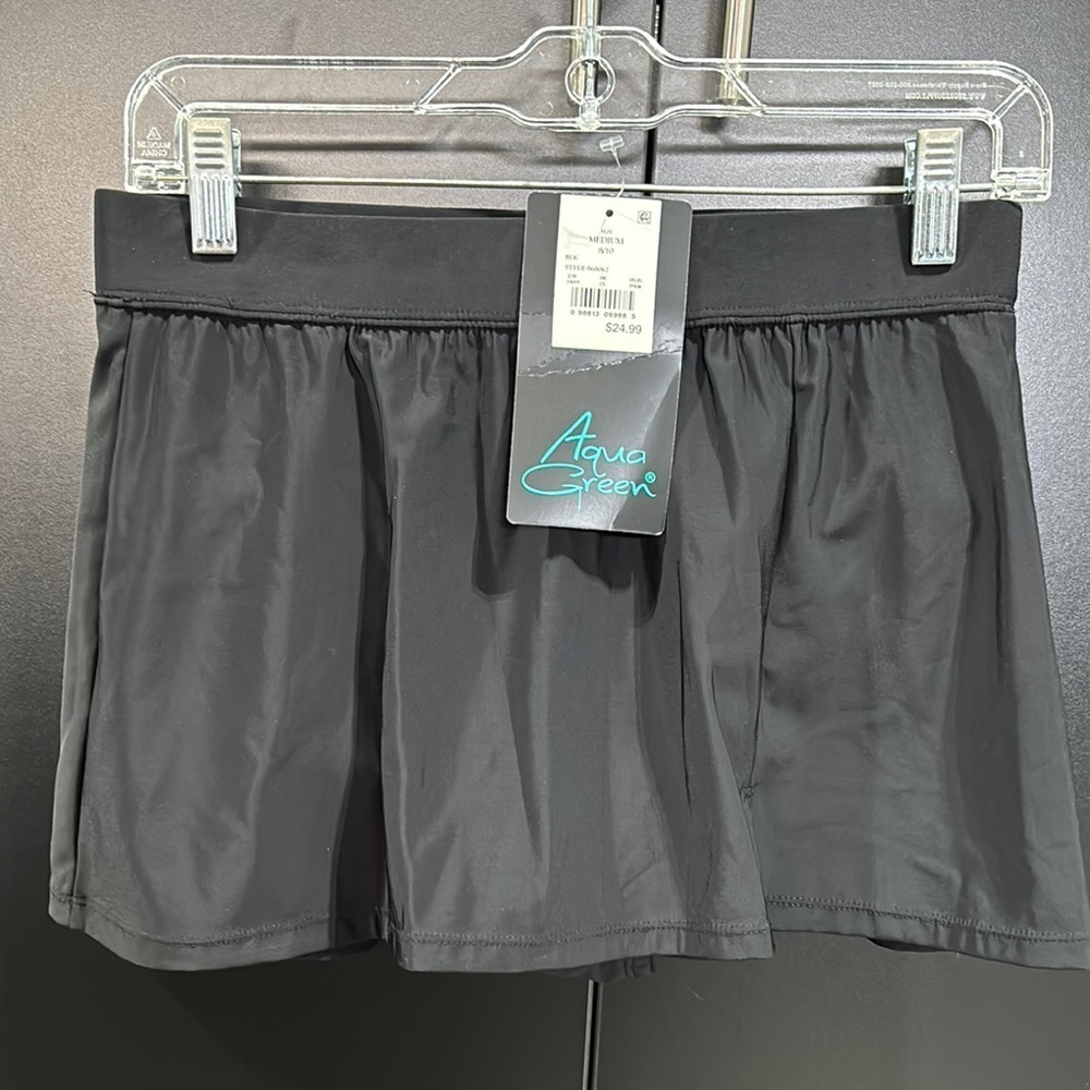 Aqua Green Panty Lined Swim skirt, slit side, elastic waist